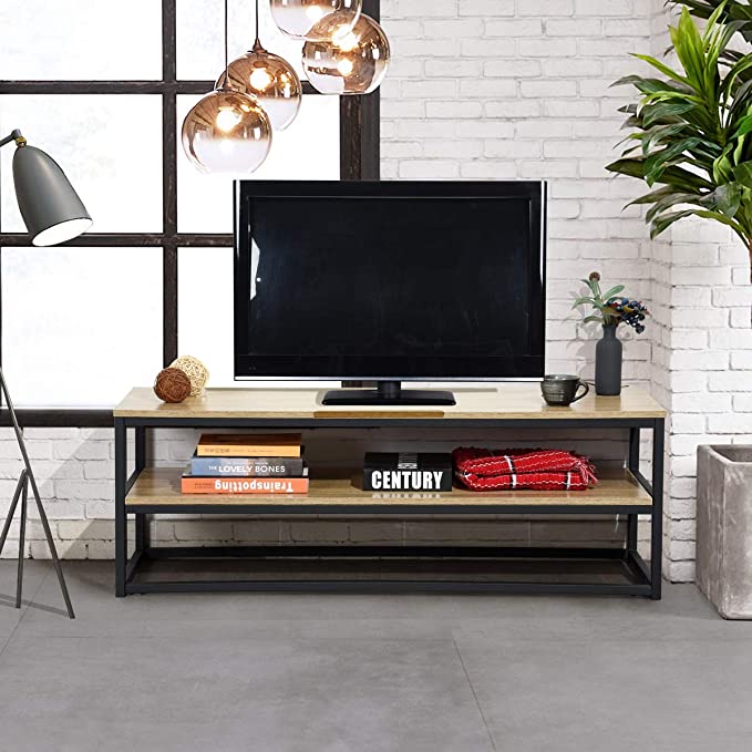 2 Shelves Metal Frame Living Room Furniture 120x40x42cm With Storage