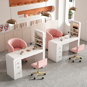 Ensemble de table et chaise de manucure pour salon de beauté moderne avec collecteur de poussière, tables à ongles blanches de luxe, ensemble de table et chaise de manucure - Product Image 3