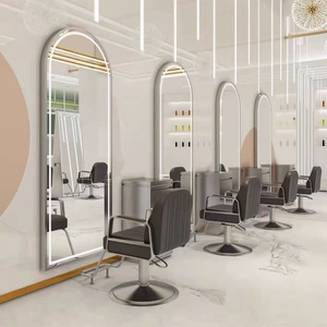 Hair Salon Furniture Barber Station Double Sided <b>Mirror</b> Salon Styling Station With Led <b>Lights</b> - Product Image 3