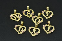 Collier pendentif pour femme, design tendance, lettres A-Z incrustées, forme de cœur, fleur en or rose, mignon