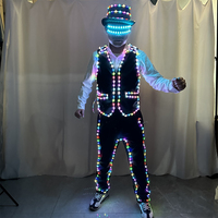 Costume Robot LED Futuristico con Gilet LED a Colori Completi per Uomo, Abbigliamento Luminoso per Bar, Discoteca, Spettacoli Musicali e Feste