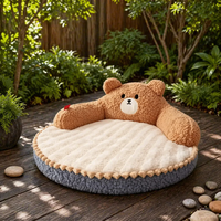 Lit pour animaux de compagnie en forme d'ours mignon pour chatons et chiots, toutes saisons, chaud, doux, en peluche, nid pour chat et chien, tapis de couchage en gros