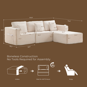 Sofá Seccional Modular en Forma de L, Envasado al Vacío, Sofá Convertible con Portavasos, Esponja de Alta Resiliencia para Sala de Estar - Product Image 2