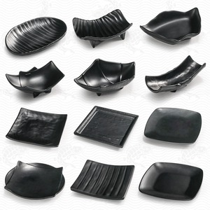 Vente en gros d'assiettes incassables noires en usine chinoise, <span class=keywords><strong>service</strong></span> de table en mélamine pour sushi et restaurant - Product Image 3