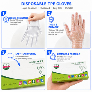 Gants jetables en TPE de qualité alimentaire, transparents, imperméables, résistants à l'huile, écologiques, d'épaisseur moyenne, pour le nettoyage de la cuisine et les tâches ménagères - Product Image 3