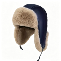 Gorro de Cuero Vintage Estilo Trapper con Orejeras de Piel Sintética, Gorro de Invierno a Prueba de Frío, Gorro Ruso Ushanka, Proveedor de Gorros
