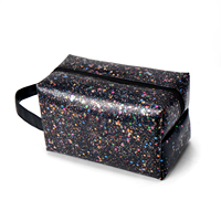Sac à cosmétiques transparent en PVC écologique grand sac à cosmétiques transparent à paillettes en TPU pour les femmes trousse de toilette étanche avec poignée