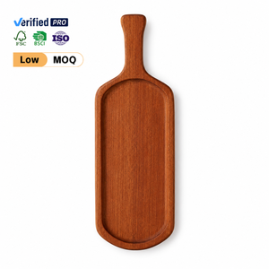 Bandeja de Madera de Acacia Premium con Asa, Plato Largo y Estrecho para Servir Postres, Pan, <span class=keywords><strong>Queso</strong></span> y Aperitivos - Product Image 1