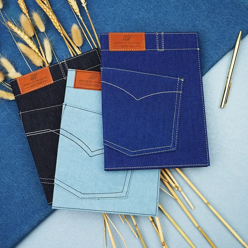 Notebook Denim, Jeans Klasik A5 Notebook Cuaderno Escolar Ekonomi Perencana dan Notebook Kustom