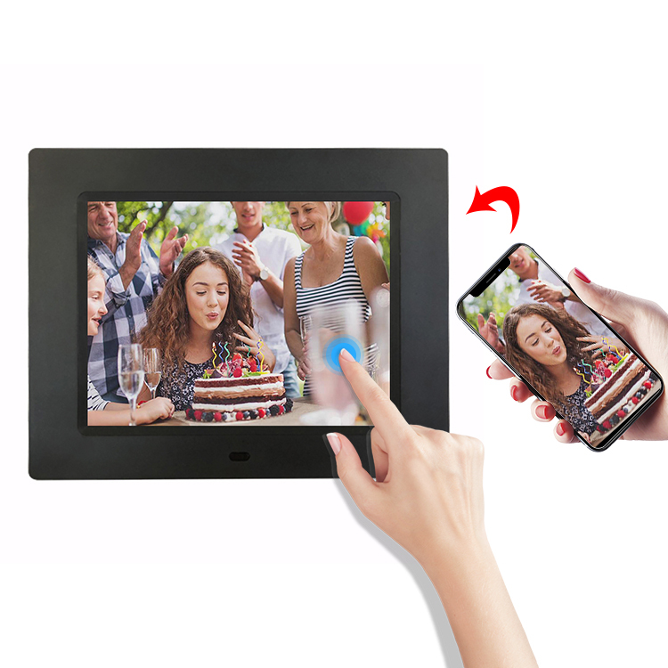 Motion sensor battery digital photo frame 8 inch smart digital photo frame with Pictures/ Music/ Video/ Calendar