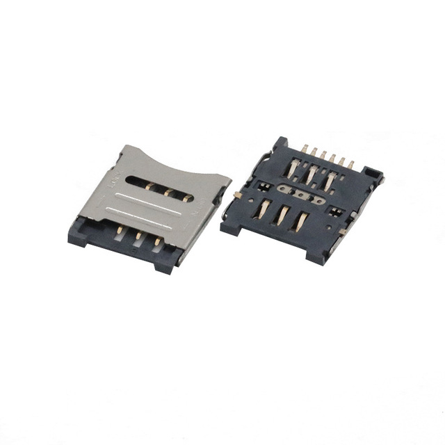 Pin Micro SIM Card Socket Connector 1.8mm Height Hinged Lid Push-Push Type SMT SIM Card Holder for Mobile Phone