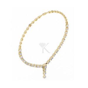 สร้อยคอเทนนิสเพชรแท้สลับกันอย่างหรูหรา พร้อมจี้รูปหยดน้ำประดับมรกตชุบเงิน ดีไซน์โดดเด่นสำหรับเจ้าสาว - Product Image 1