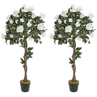 Arbre de roses artificielles en soie au toucher réel, plantes décoratives pour l'intérieur, décoration de salon, arbre en pot sur pied