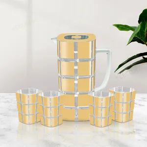Yeecome-Juego de jarra de agua cuadrada, jarra acrílica de 2,6 litros, 0,68 galones, venta al por mayor de fábrica
