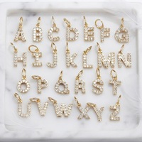 Pendentif tendance en lettre initiale plaqué or avec zircon cubique, collier alphabet, accessoire de bijouterie pour femmes et filles, DIY
