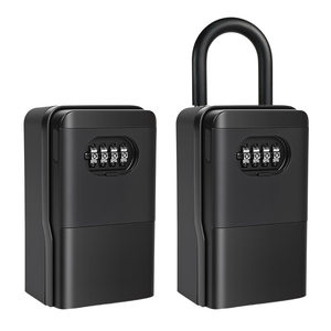 Boîte à clés portable noire à combinaison à 4 chiffres avec anse, coffre-fort de rangement pour clés, idéal pour l'extérieur, la maison, les Airbnb et l'<span class=keywords><strong>immobilier</strong></span> - Product Image 2