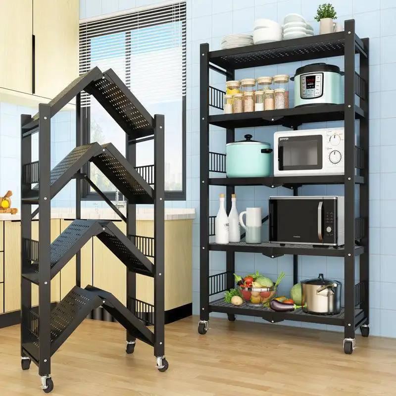 vegetable storage rack 4-tier kitchen storage rack metal shelf storage holders & racks