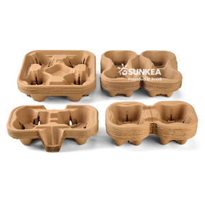 4 Kopjes Wegwerp Koffiebakje/Pulpvezel Drankdrager/Koffiedrager - Product Image 2