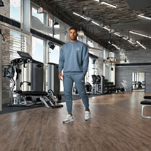 Ensemble de survêtement de jogging en polaire respirant pour homme, taille plus, écologique, 2 pièces, avec logo personnalisé uni, gris noisette - Product Image 3