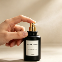 Flacon de parfum cylindrique de luxe vide en verre ambré ou noir personnalisé de 30 ml, 50 ml, 100 ml avec capuchon noir sérigraphié
