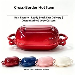<span class=keywords><strong>Cocotte</strong></span> <span class=keywords><strong>en</strong></span> <span class=keywords><strong>fonte</strong></span> émaillée antiadhésive écologique, résistante à la chaleur, compatible four, pour la cuisson du levain, compatible gaz et induction - Product Image 1