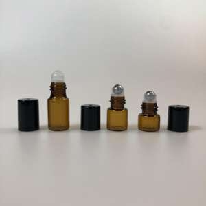 1-10ml <b>Empty</b> Refill Roller Perfume Oil Roll-on Bottles with Screen Printing Amber Glass Cosmetic Bottles - Product Image 3