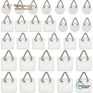 White Square <b>Plastic</b> Slip <b>Hooks</b> With Metal Triangular Hangers For Picture Hanging - Product Image 4