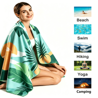 Individuelles Logo Modernes Umweltfreundliches Schnelltrocknendes Mikrofaser-Strandtuch mit Bedrucktem Neuartigem Muster für Bad & Outdoor-Nutzung Reise