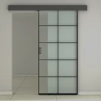 Custom Iron and Glass Sliding Barn Doors with Hardware