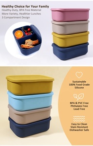 Tùy Chỉnh 800ml-Công Suất Ba Lưới Phân Chia Trường Học Trẻ Em Kid Silicone Bento Hộp Ăn Trưa Hộp Ăn Trưa Leakproof Silicon Bento Hộp - Product Image 4