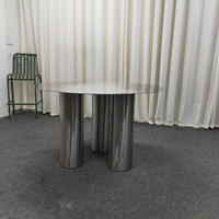 Table à manger en acier inoxydable brossé sur mesure, anti-traces de doigts, mobilier métallique pour cuisine et salle à manger