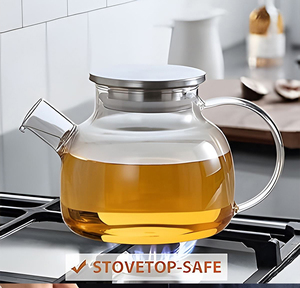 Verre borosilicate transparent, sphérique, lisse et robuste, écologique, compatible lave-vaisselle, avec couvercle en bambou, 1L 1.8L, infusé aux concombre et citron vert pour une détoxification - Product Image 5