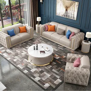 Mueble Seccional de cuero para sala de estar, conjunto de 3 asientos, estilo asiático contemporáneo