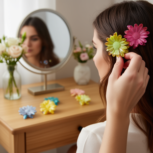 Fermaglio per capelli Daisy galvanizzato da 8 cm per donna, accessorio moda - Product Image 3