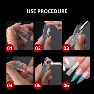 Personalizado 8 tipos de formas duales francés 4 poli gel <span class=keywords><strong>x</strong></span> silicona almohadillas consejos guías Sistema de uñas - Product Image 5