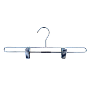 Chrome Finish Straight Clip Bar Slim Metal Trouser <b>Hanger</b> for Retail Counter - Product Image 3