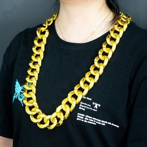 Chunky Color oro Hip Hop acrílico plástico plano grande <span class=keywords><strong>cubano</strong></span> cadena collar disfraz fiesta joyería al por mayor - Product Image 6