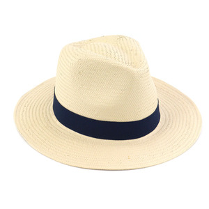 Tresse Fedora <span class=keywords><strong>Jazz</strong></span> chapeau chapeaux de paille en gros papier Logo personnalisé papier plage d'été emballage personnalisé unisexe adultes uni rayé - Product Image 5