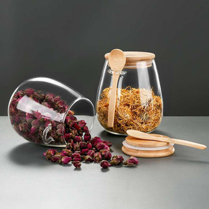 Juego de Recipientes de <span class=keywords><strong>Vidrio</strong></span> para Almacenamiento de Cocina con Tapa de Bambú, Anillo de Silicona Hermético, Cuchara, en Tamaños Pequeño, Mediano y Jumbo, Calidad Confiable - Product Image 4