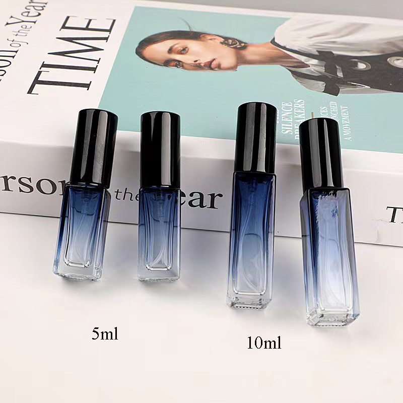5ml 10ml長方形グラデーション青色小さなガラスミニ詰め替え可能