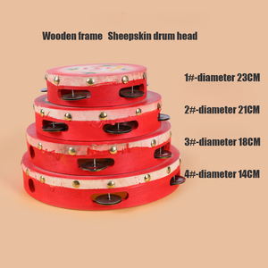 Starway 2024 Percussão De Madeira Pequenas Crianças Mão Tambor Forma Redonda Personalizado Único 6 7 8 9 10 Polegada Real Pele De Carneiro Flor Tamborim