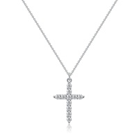 Collier Pendentif Croix Géométrique Plaqué Or avec Chaîne à Maillons en Laiton et Zircon, Tendance, Unisexe, pour Fiançailles, Cadeau de Mariage ou de Festival, Zircon Créé en Laboratoire