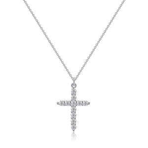 Collier Pendentif Croix Géométrique Plaqué Or avec Chaîne à Maillons en Laiton et Zircon, Tendance, Unisexe, pour Fiançailles, Cadeau de Mariage ou de Festival, Zircon Créé en Laboratoire - Product Image 2