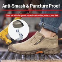 Chaussures de sécurité anti-perforation à semelle intermédiaire en Kevlar, bottes de travail à embout d'acier, antistatiques et antidérapantes pour hommes, directement de l'usine