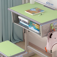 Ensemble bureau et chaise avec pieds en forme de T, compartiment de rangement et hauteur réglable pour étudiants et utilisation en classe