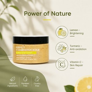 Exfoliante Corporal de Limón y Cúrcuma con Extractos Naturales de Plantas, con Partículas Finas y Suaves para una Rutina de Spa <span class=keywords><strong>en</strong></span> Casa, Disponible <span class=keywords><strong>en</strong></span> Stock - Product Image 1