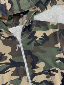 Sudadera con Capucha Personalizada con Cierre y Estampado de Camuflaje, Felpa Francesa, Bloques de Color, Parches, Forro, Capucha con Bolsillo Tipo Canguro, Impresión Directa - Product Image 4