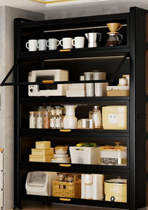 Vente flash, étagère de rangement multifonctionnelle pour cuisine, en métal, sur pied, multi-niveaux, avec porte, pour four, <span class=keywords><strong>micro</strong></span>-ondes, casseroles, bols - Product Image 3