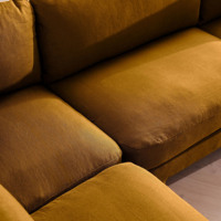 Canapé d'angle modulable en tissu moutarde moderne, base sur socle, pour salon, appartement, villa, maison