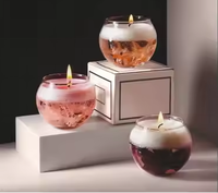 Vase à bougie en verre transparent, vide, de forme sphérique